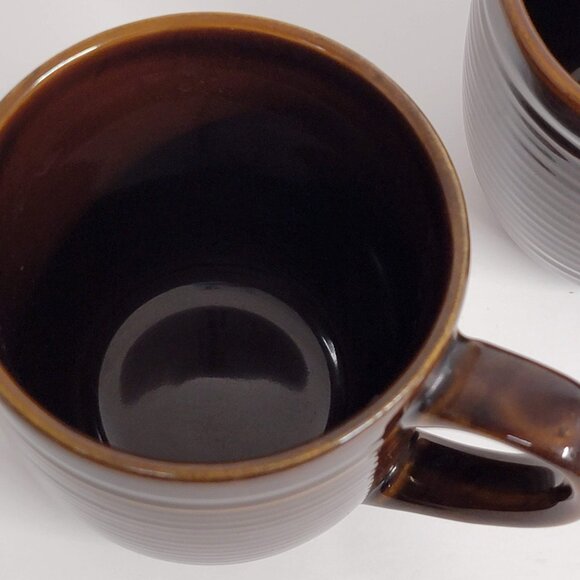 Oneida Infinity Chocolate Coffee Mug Tea Mug Set 2 Brown Glazed Beehive Pattern - Picture 6 of 8